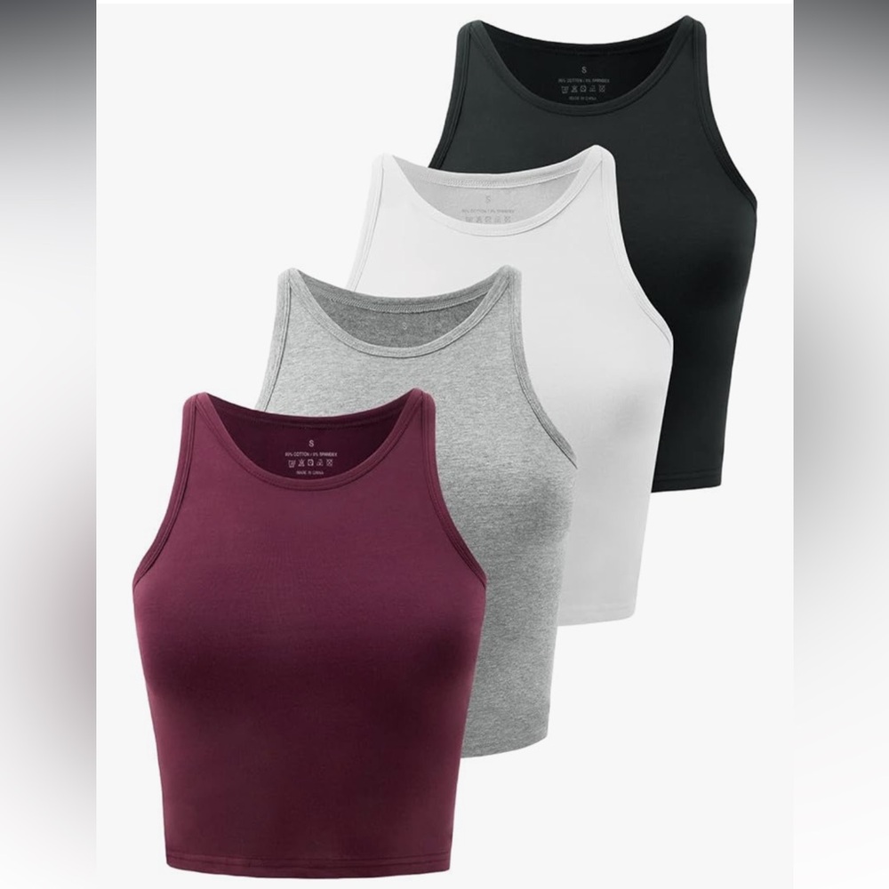 Kole Meego High Neck Cropped Tanks, Large